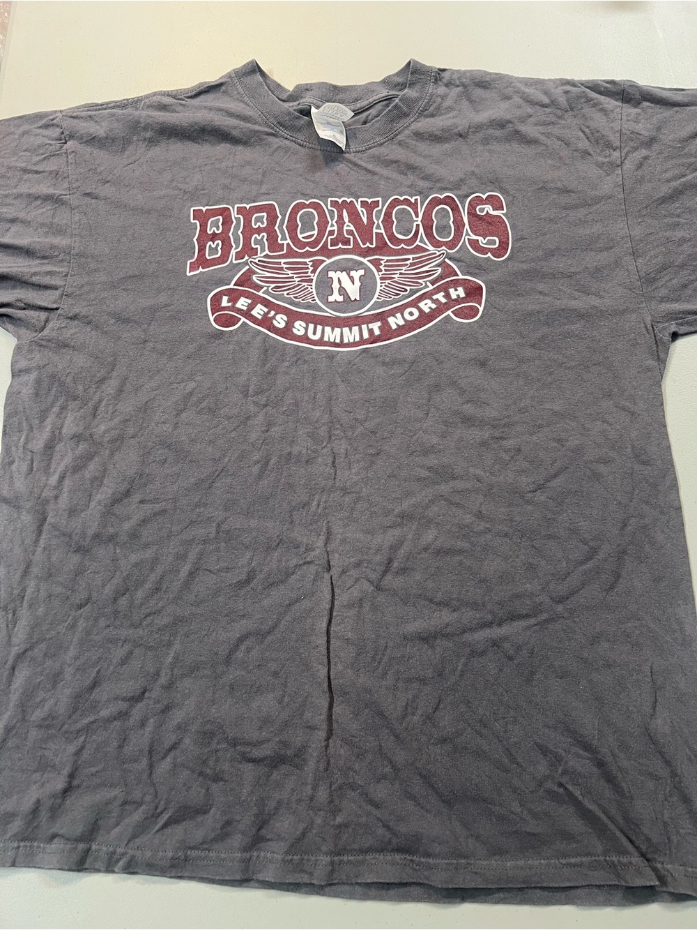 Lee’s Summit North Broncos Graphic T-Shirt Gray Gildan Ultra Cotton XL
